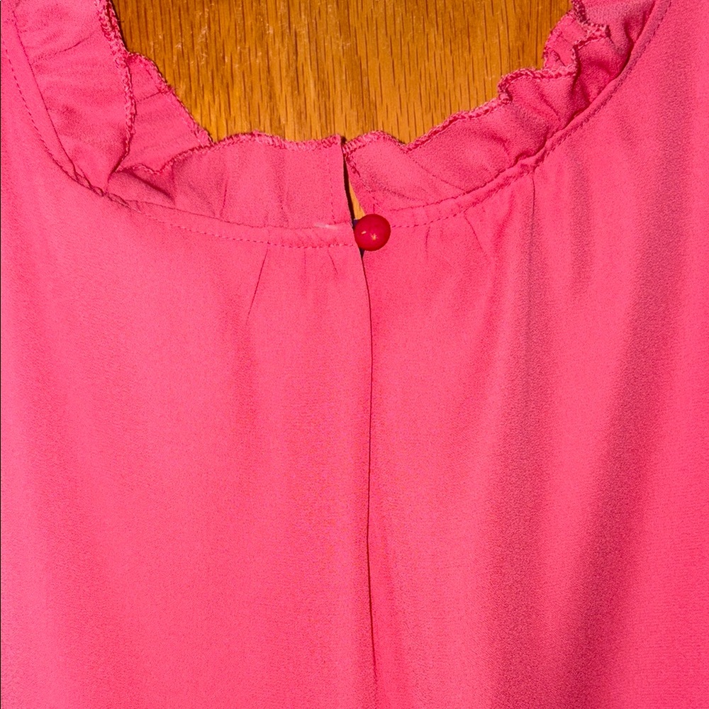Pink Sleeveless Ruffle Neck Top - Picture 3 of 5